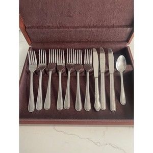 11 Pcs Stainless Steel Flatware Silverware Cutlery Outline Edge Fork Spoon Knife
